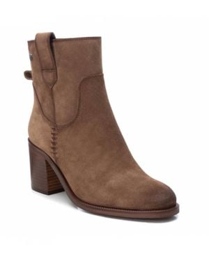 Xti Suede Block Heel Booties - Brown