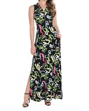 FRANK LYMAN Doodle Print A Line Maxi Dress - Green