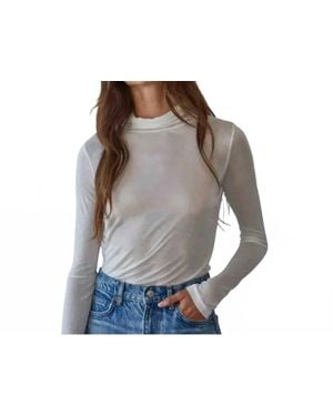 By Together Tencel Jersey Turtleneck Sheer Top - Gray