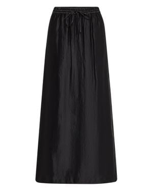 Loulou de Saison Liam Drawstring Linen-Silk Ankle-Length Skirt - Black