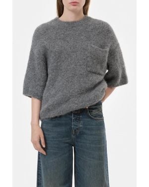 Closed Crew Short Sleeve Top - Gray