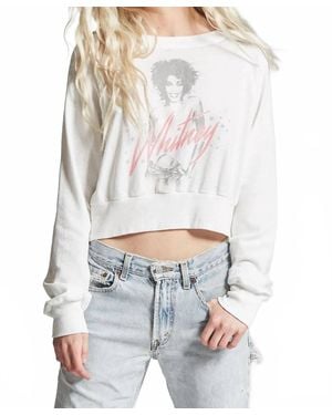 Recycled Karma Whitney Houston Crop Sweatshirt - White