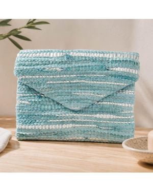 Fashnzfab Boho Textured Envelope Clutch Crossbody Bag - Blue
