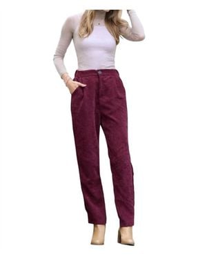 Zenana High Rise Corduroy Pants - Red
