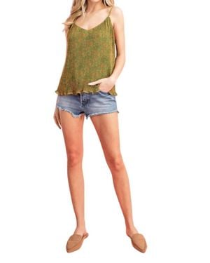 Eesome Esmeralda Pleated Cami Top With Lettuce Hemline - Multicolor