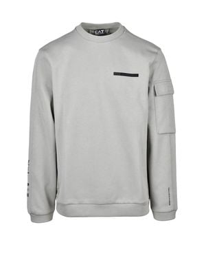 EA7 Sage Mesh Cotton-Blend Sweatshirt - Gray