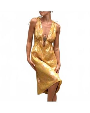 Rumored Paradise Midi Dress - Metallic