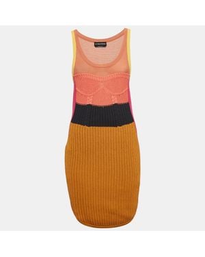 Sonia Rykiel Rib Knit Sleeveless Mini Dress - Orange