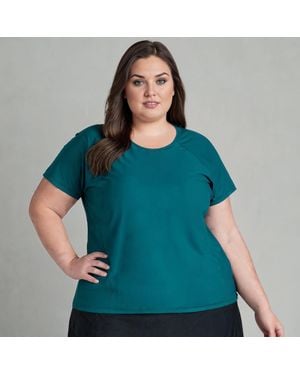 Calypsa Plus Loose Fit Short Sleeve Adele Swim Top - Green