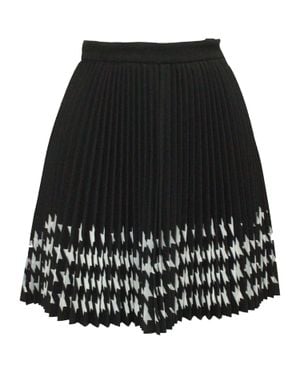 MSGM Houndstooth Pleated Laser Cut Skirt - Black