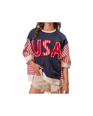 Bibi Firecracker Fun Pullover Top - Blue