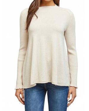 Fate Ribbed Knit Sleeve Cashmere Blend Crewneck Sweater - Natural
