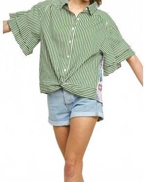Umgee Carrie Button Down Top - Green