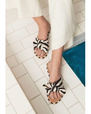 Ccocci Rachael Linen Knotted Bow Slide Sandal - Natural