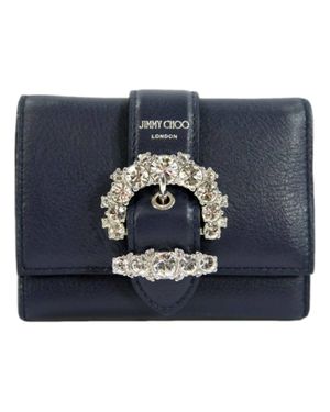 Jimmy Choo Cheri Leather Trifold Card Case Walllet - Blue