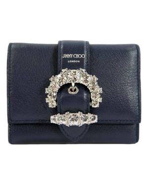Jimmy Choo Cheri Leather Trifold Card Case Walllet - Blue