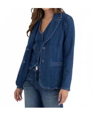 Level 99 Coco Denim Long Sleeve Blazer - Blue