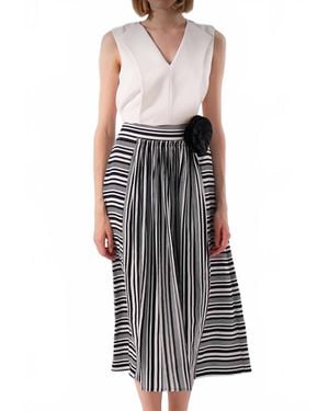 Exquise Pleated Midi Skirt - Multicolor