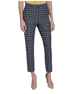 Tommy Hilfiger Plaid-Print Slim-Fit Ankle Pants - Blue