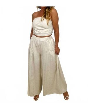 AAKAA Tube Top And High-Rise Wide Leg Set - Natural