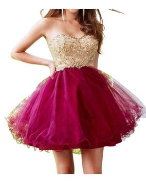 Clarisse Fantasy Strapless Short Dress - Red