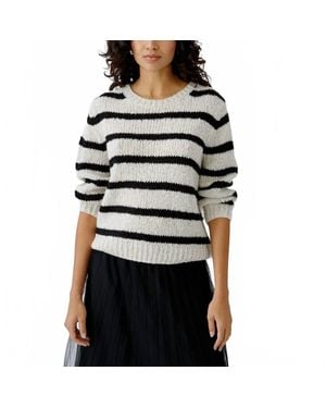 Ouí Stripe Crew Sweater - Black