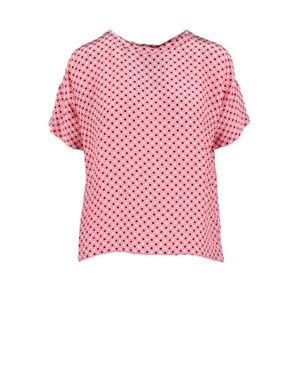 Attic And Barn Dot Viscose Silk Blouse - Pink