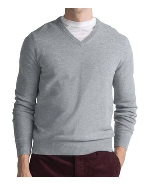 Moorer Long Sleeve V Neck Sweater - Gray