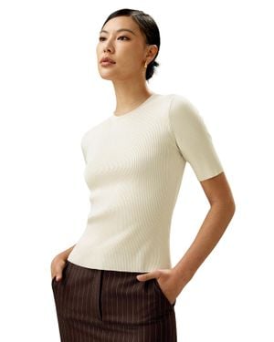 LILYSILK Essential Silk Knit Top For - White
