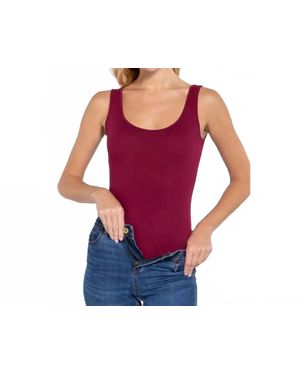 42Pops Fitted Sleeveless Scoop Neck Bodysuit - Purple
