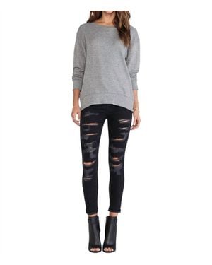 Current/Elliott Stiletto Tattered Jeans - Gray