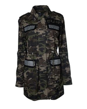 Philipp Plein Camo Printed Parka With Crystals - Black