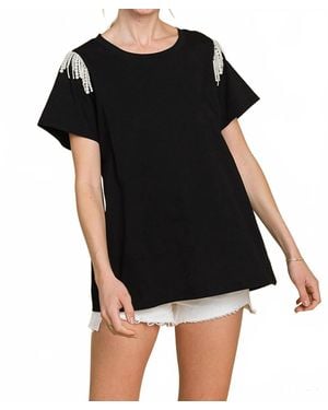 Cotton Bleu Perla Short Sleeve Top - Black