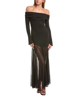 REVERIEE Off-the-shoulder Midi Dress - Black