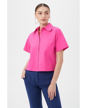 Trina Turk Komore Cropped Button-Front Top - Pink
