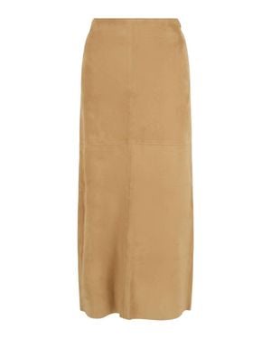 Ferragamo Lambskin Leather Pencil Skirt - Natural