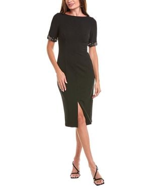 Aidan Mattox Beaded Cuff Sheath Dress - Black