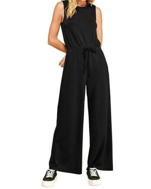 Davi & Dani Lightweight Sleeveless Jumpsuit - Black