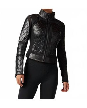 BLANC NOIR Classic Leather Mesh Moto Jacket - Black