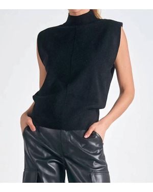 Elan Sleeveless Mock Neck Sweater - Blue