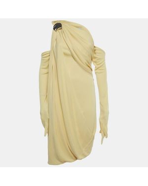 Chats by C.Dam Chats By C. Dam Jersey One-Shoulder Draped Mini Dress - Yellow