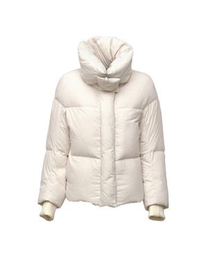 Add Corduroy Ribbed Cuffs Down Jacket - Natural