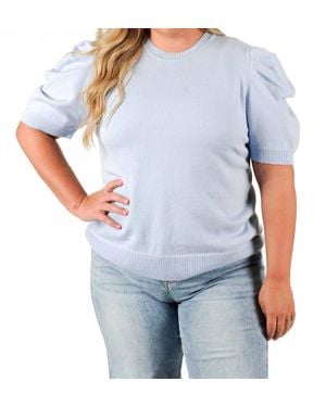 She + Sky Meadow Knit Short Sleeve Sweater - Blue