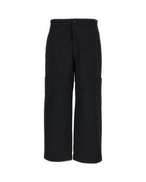 Thom Browne Wide Leg Painter Cotton Pants - Black