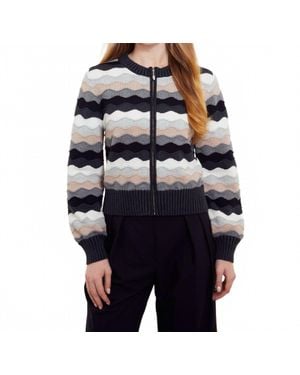 Isla Saskia Wave Zipped Bomber Jacket - Blue