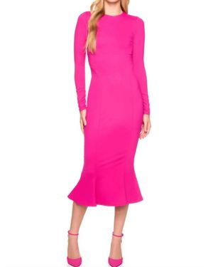 Susana Monaco Crew Trumpet Midi Dress - Pink