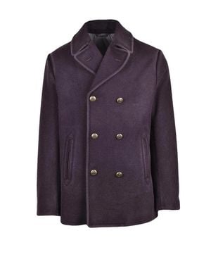 Circolo 1901 Double-Breasted Virgin Wool Peacoat - Purple