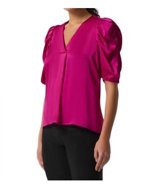 Joseph Ribkoff Puff Sleeve Satin Top - Pink