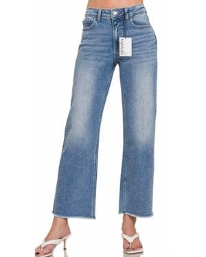 Zenana Medium Wash Straight Leg Jeans - Blue