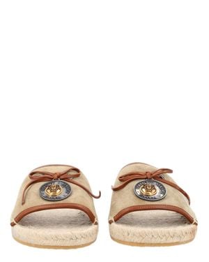 Versace Leather Emblem Espadrille Sole Flats - Natural